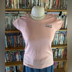 Vintage CSU Sacramento Shirt Cap Sleeves Size Small Soft Pink